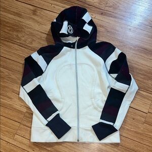 Lululemon Athletica White and Black Striped Hoodie